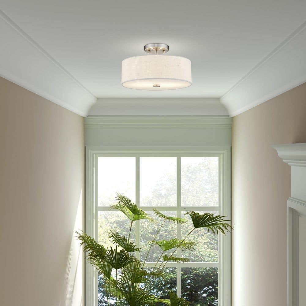 Livex Lighting Meridian 2 - Light Semi-Flush Mount in  Brushed Nickel