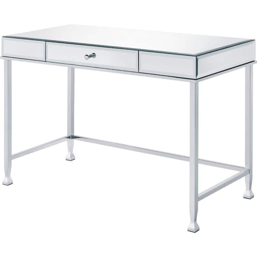 Sleek White Rectangular Work Desk with Adjustable Hutch and Storage Drawer