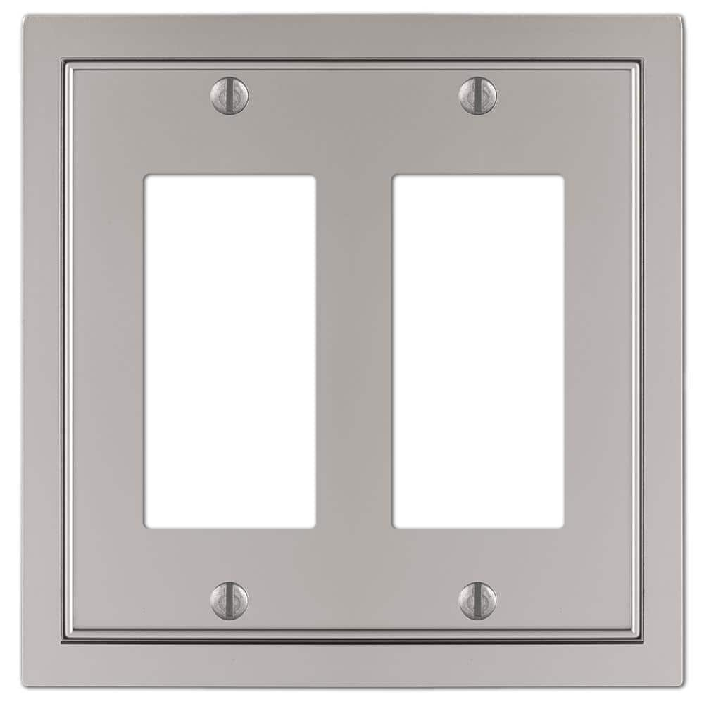 Amerelle 900RRN Shaker Wallplate, 2 Rocker, Cast Metal, Satin Nickel, 1-Pack
