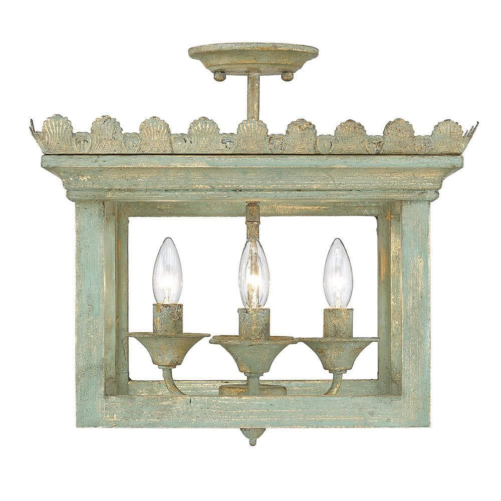 Golden Lighting Finley 4-Light Semi-Flush in Vintage Sage