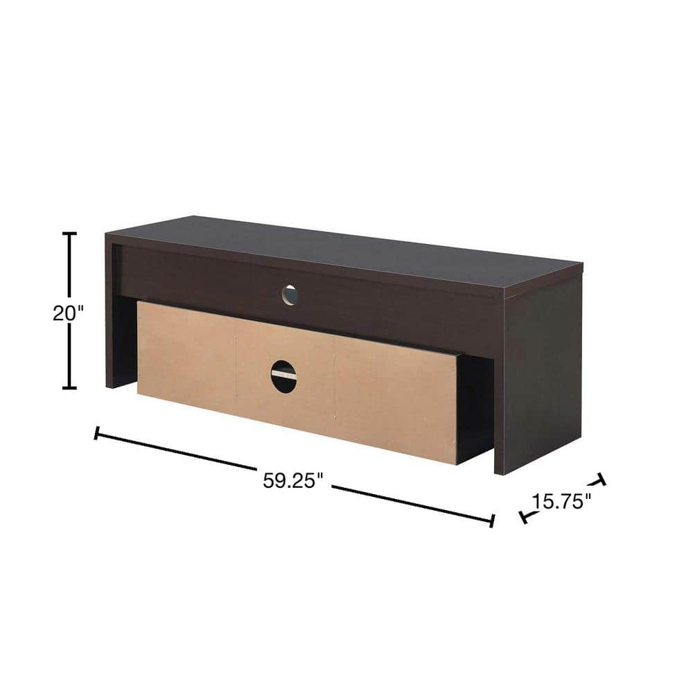 Convenience Concepts Lexington 60 inch TV Stand with Storage Cabinets and Shelves, Espresso
