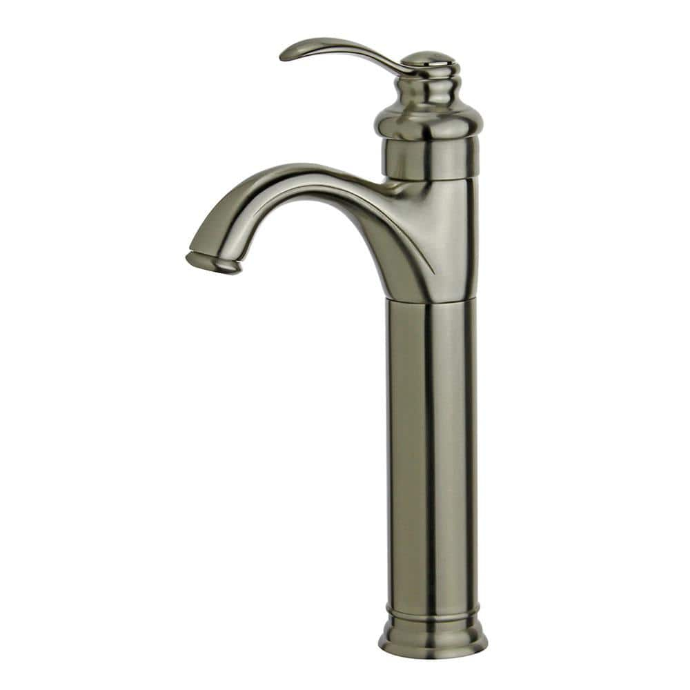 Bellaterra Home Madrid Single Handle Bathroom Vanity Faucet with Drain without Overflow in Brushed Nickel