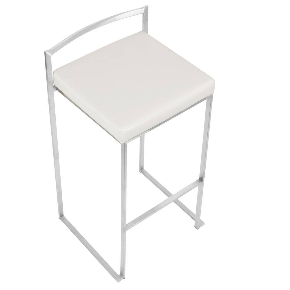 Fuji White Stackable Bar Stool (Set of 2)
