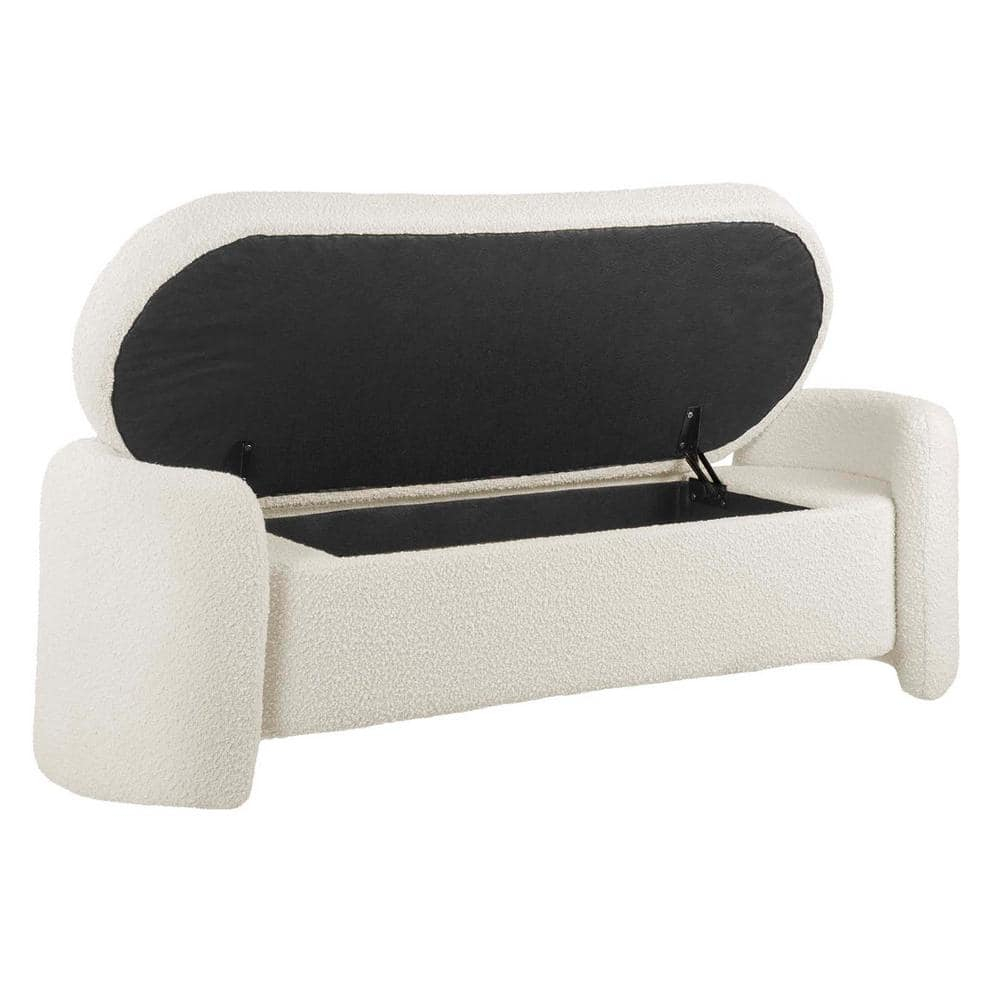 Nebula Boucle Upholstered Bench Ivory