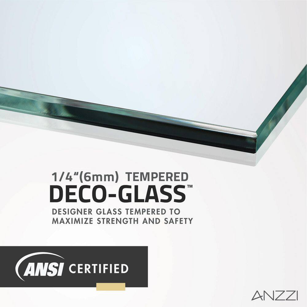 ANZZI Series 34 in. x 78 in. Fixed Frameless Shower Door in Matte Black with Tsunami Guard Tempered Clear Glass