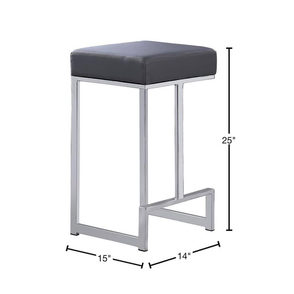 Dorrington Faux Leather Backless Counter Height Stool in Gray/Silver (Set of 2)