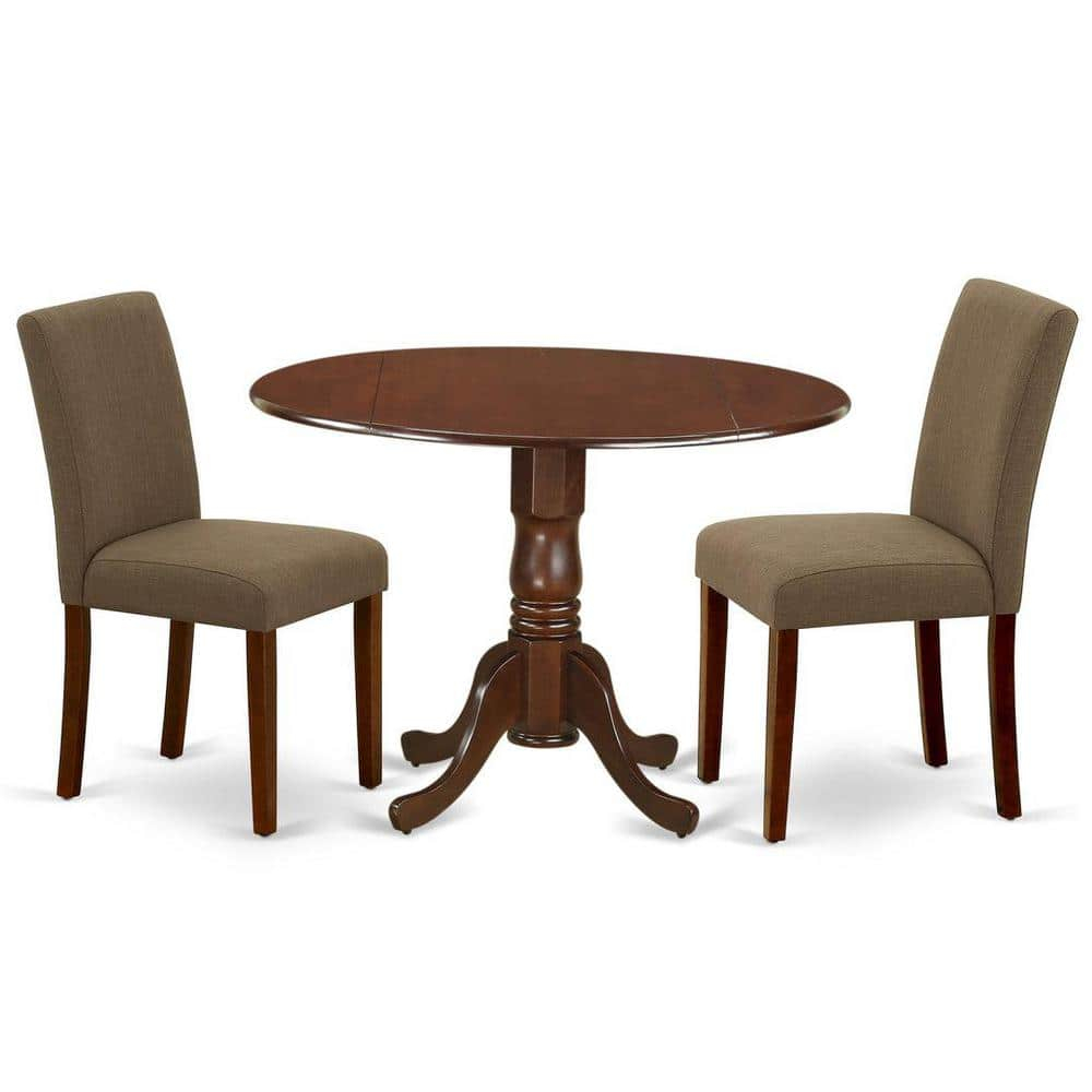 East West Furniture Dublin 3-piece Wood Dining Set in Mahogany/Coffee