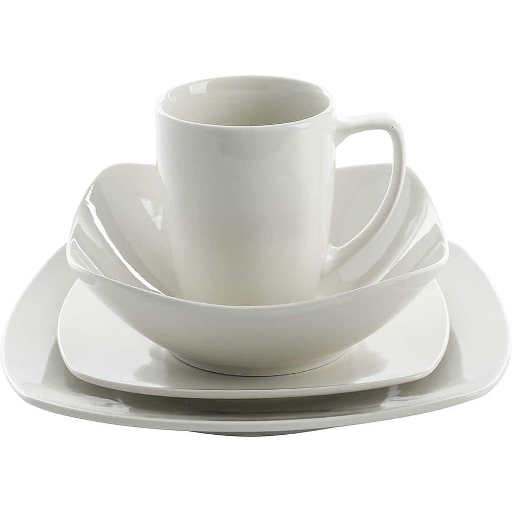 Gibson 102539.16RM Porcelain Zen Buffet 16pc Dinnerware Set, White (2 Pack)