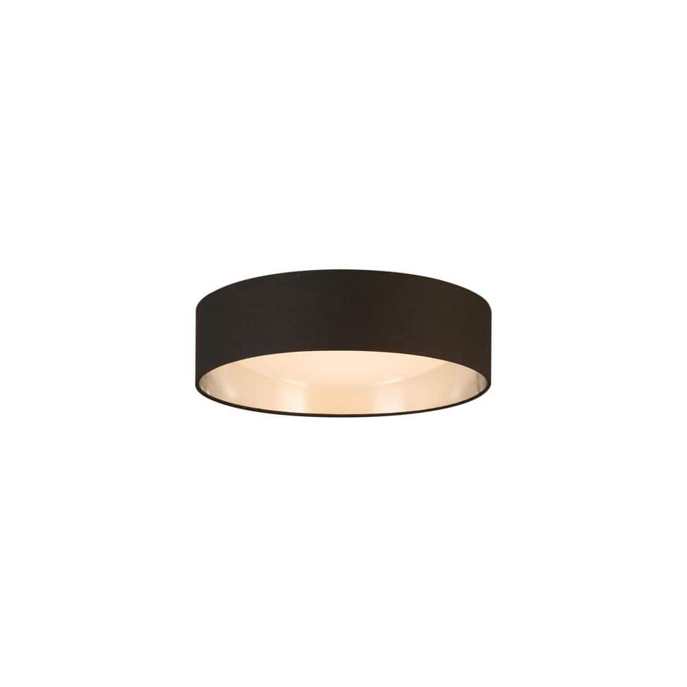 Orme - 16" LED Flush Mount Ceiling Lighting - Black Exterior/Gold Interior Fabric Shade with Acrylic Diffuser