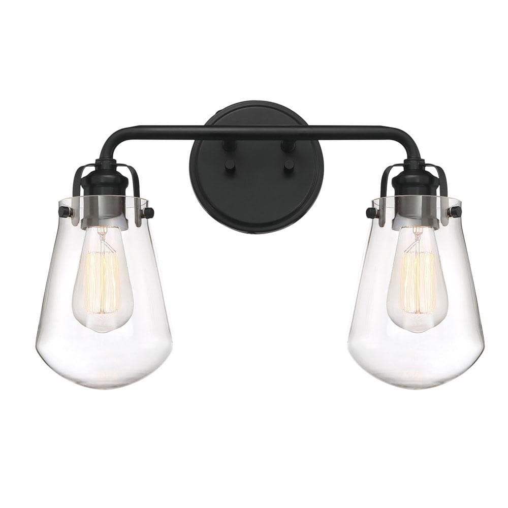 Elliott Vintage Matte Black 2-Light Bath Vanity Wall Sconce