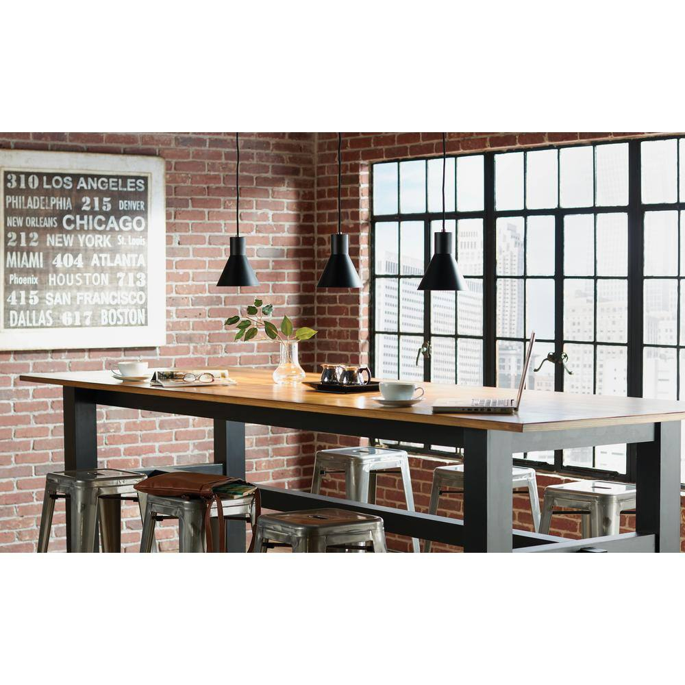 Towner 1-Light Black Shade with Satin Brass Accents Pendant