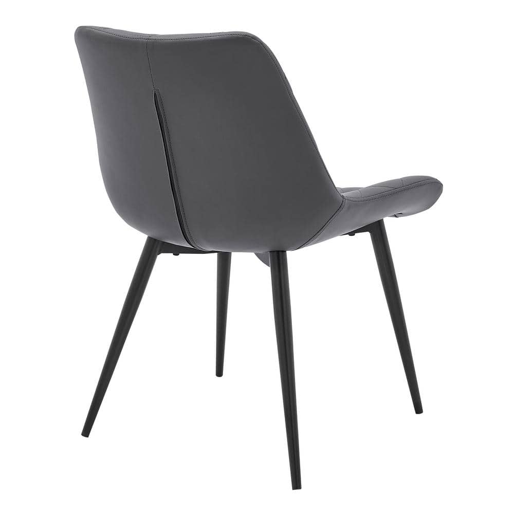 Armen Living Loralie 17" Faux Leather Dining Chair in Gray/Black (Set of 2)