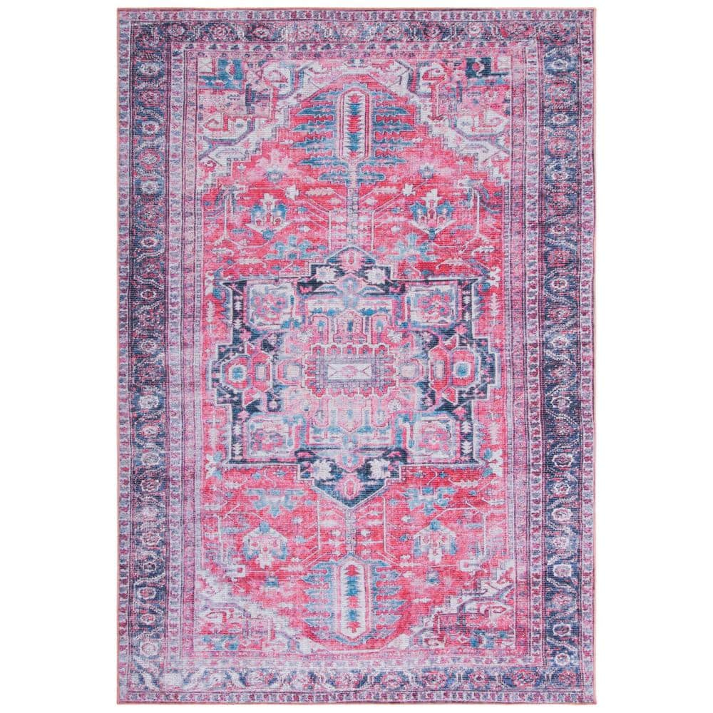 Serapi Red and Navy 9' x 12' Washable Wool Blend Area Rug