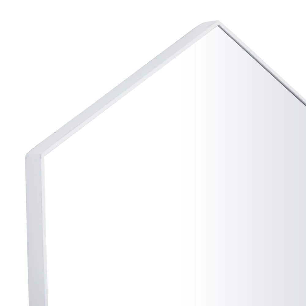 21 in. x 24 in. Hexagon Geometric Framed White Wall Mirror with Thin Minimalistic Frame