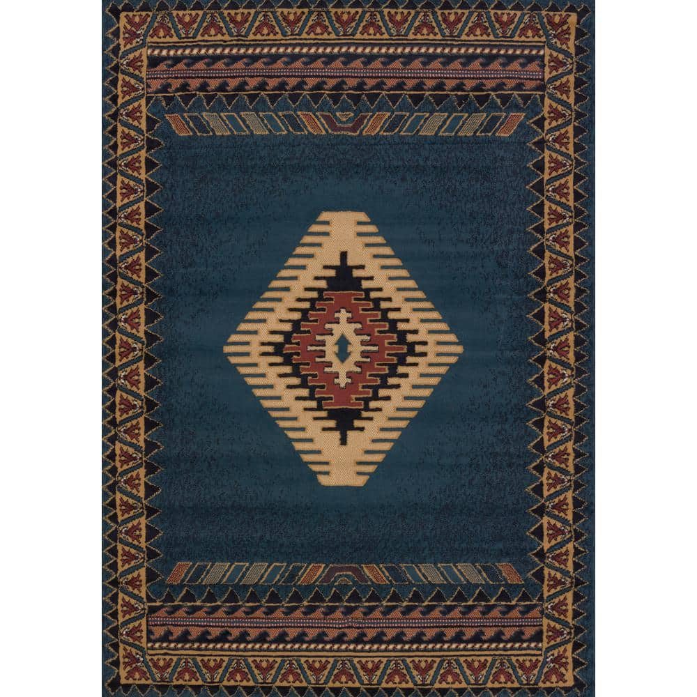 United Weavers Brunswick Avalon Southwestern Border Area Rug, LT Blue, 3'11" x 5'3"