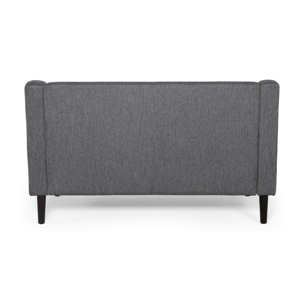 Noble House Kayden Indoor Contemporary Fabric Loveseat, Charcoal, Dark Brown