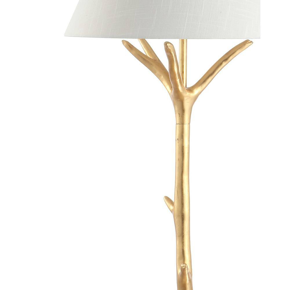 JONATHAN Y JYL3070A Arbor 63.5" Faux Bois Resin LED Floor Lamp, Contemporary for living room, dinning room, bedroom, office Bulb Included, Gold Leaf