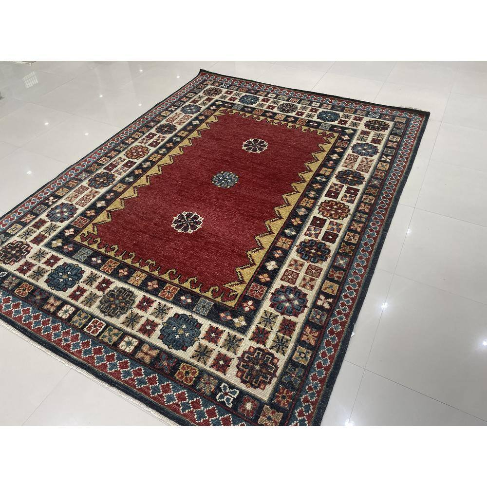 EORC Rust Hand Knotted Wool Traditional Kazak Rug, 8' x 10'
