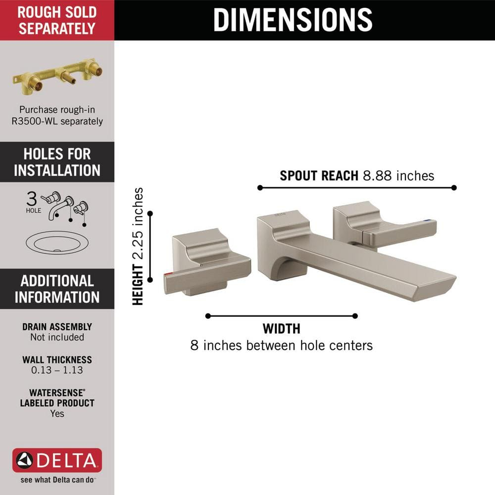 Pivotal Wall Mounted Bathroom Faucet and DIAMOND™ Seal Technology