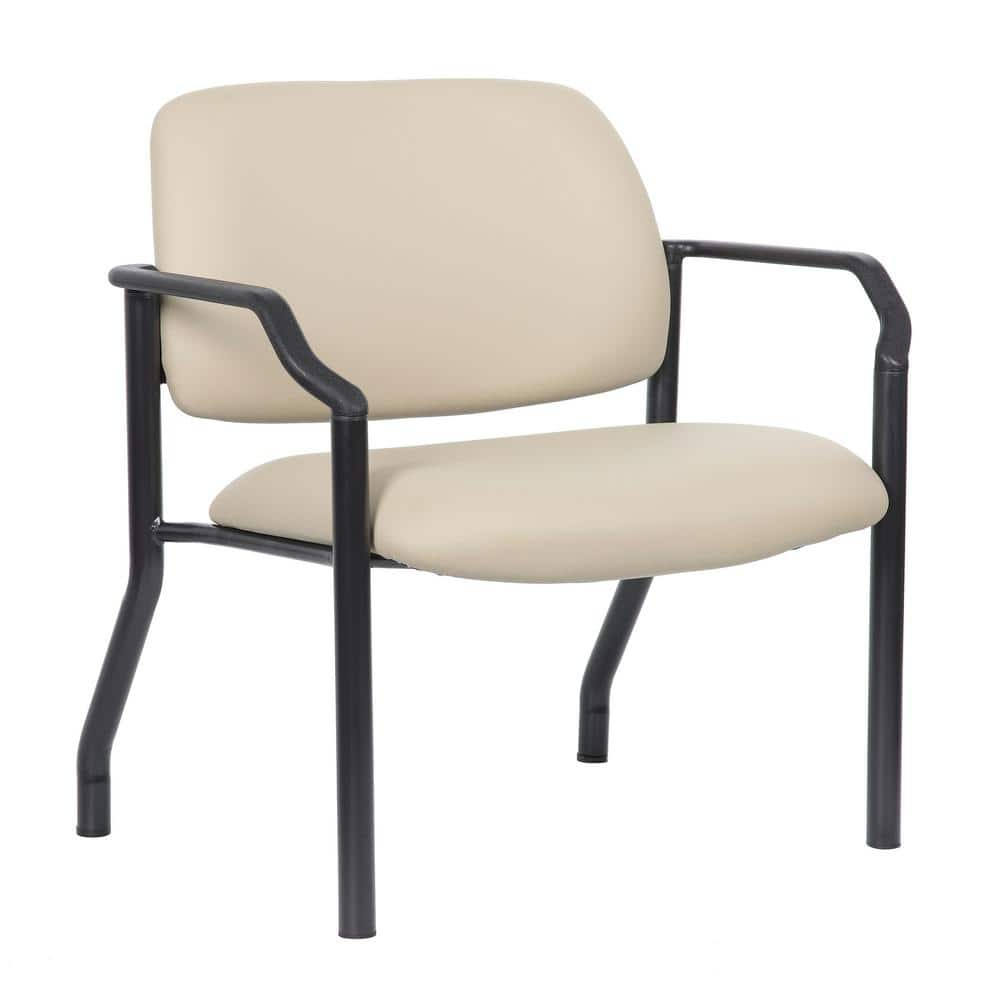 Boss Office Products Big and Tall Vinyl 500 lb. Weight Capacity Guest Armchair, Beige