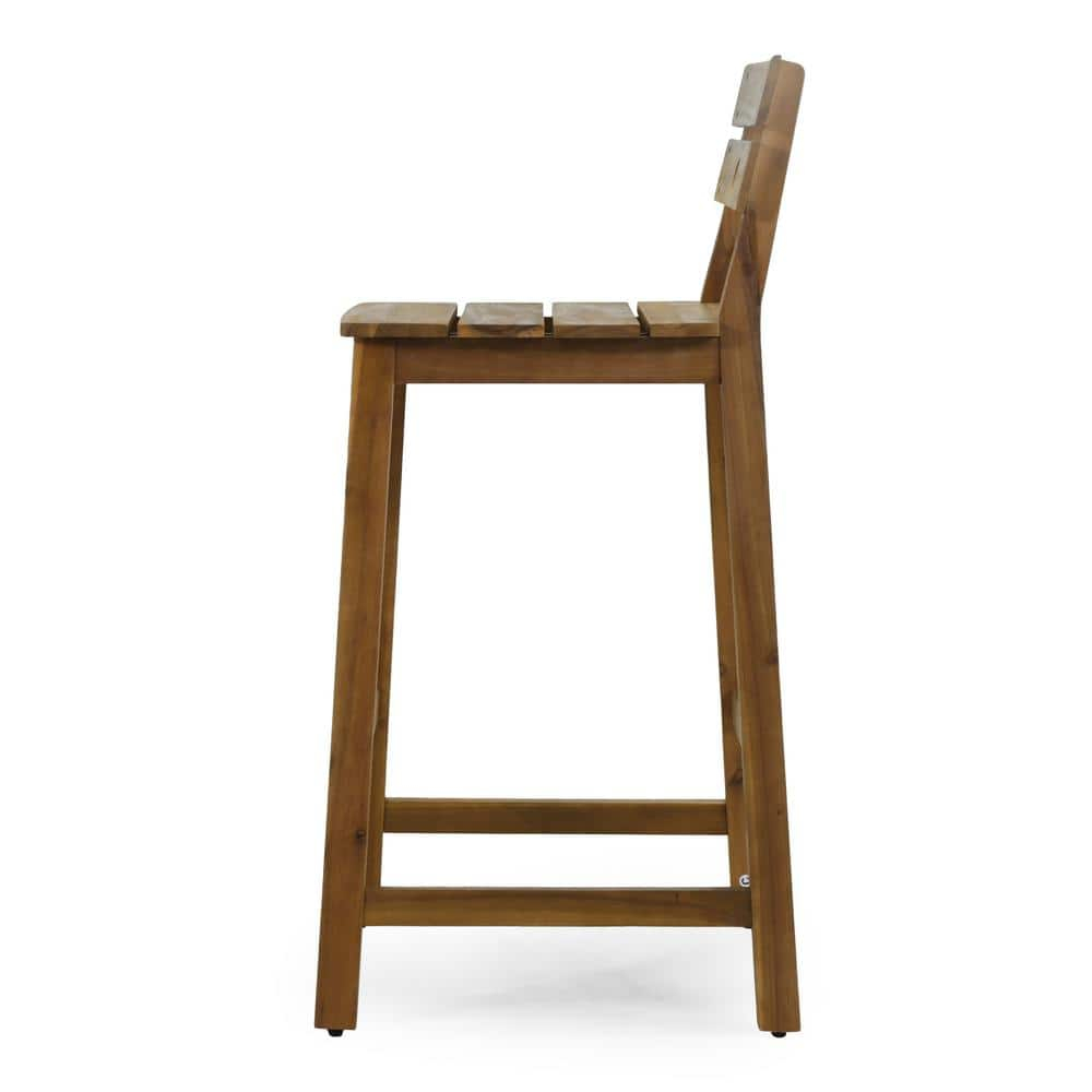 Noble House Castner Outdoor Bar Stool, Teak, 2 Pack