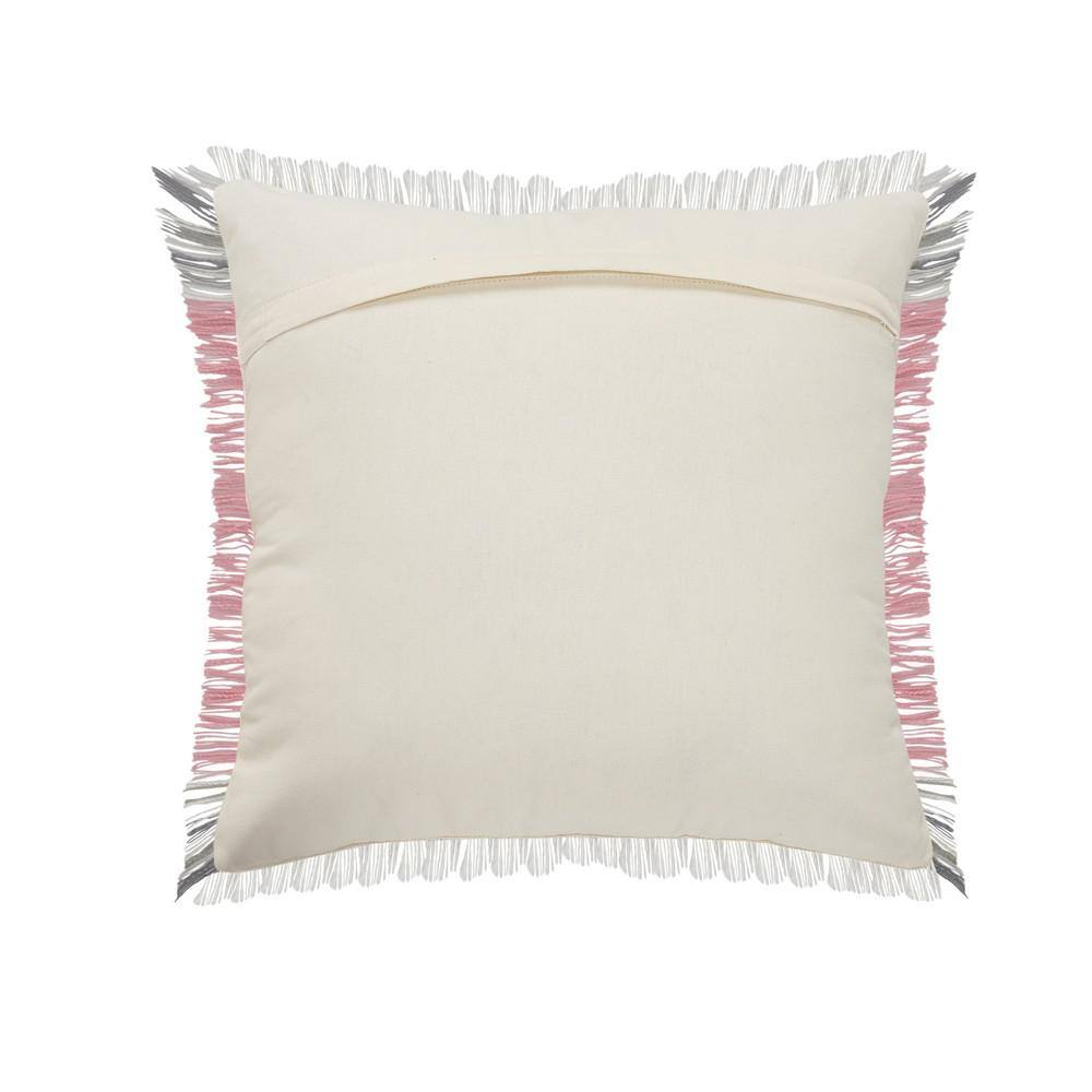 Woven Paths Charles Casual Cabin Fringed Throw Pillow, Pink/Gray/White, 20" x 20"