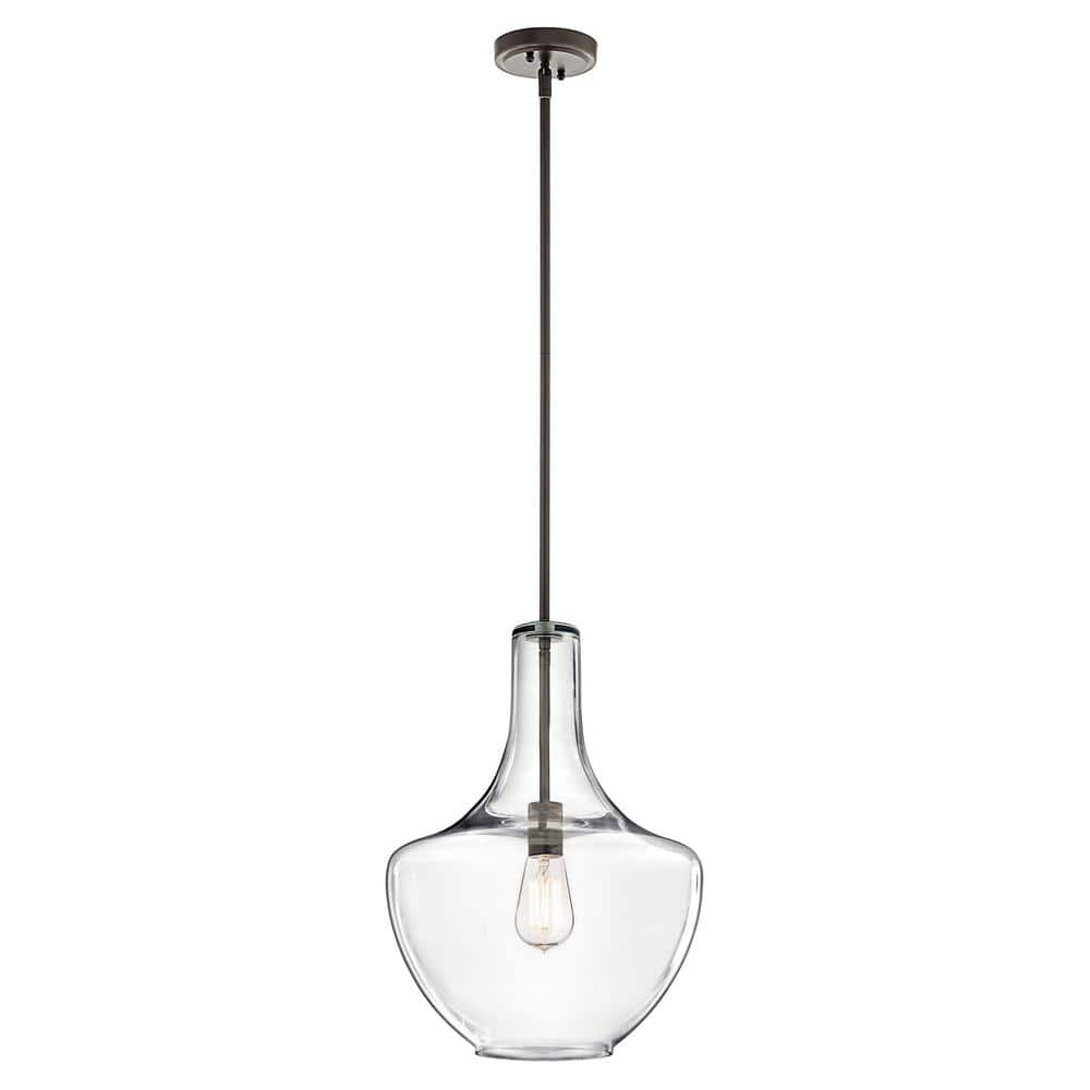 Kichler Everly 19.75" Transitional 1 Light Olde Bronze Pendant Light with Clear Glass