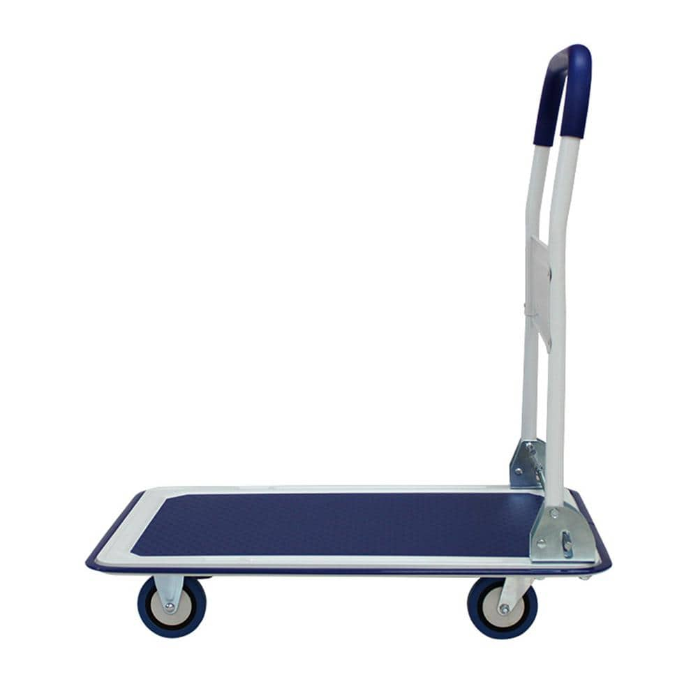 330 lb. Capacity 4-Wheel Standard Duty Steel Platform Truck in Blue