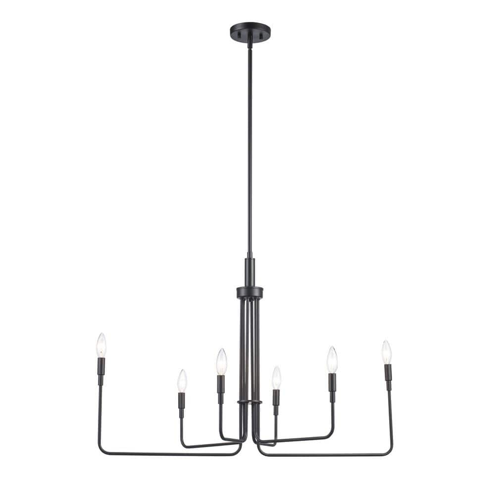 Charlotte 6-Light Black Candle Chandelier Light Fixture