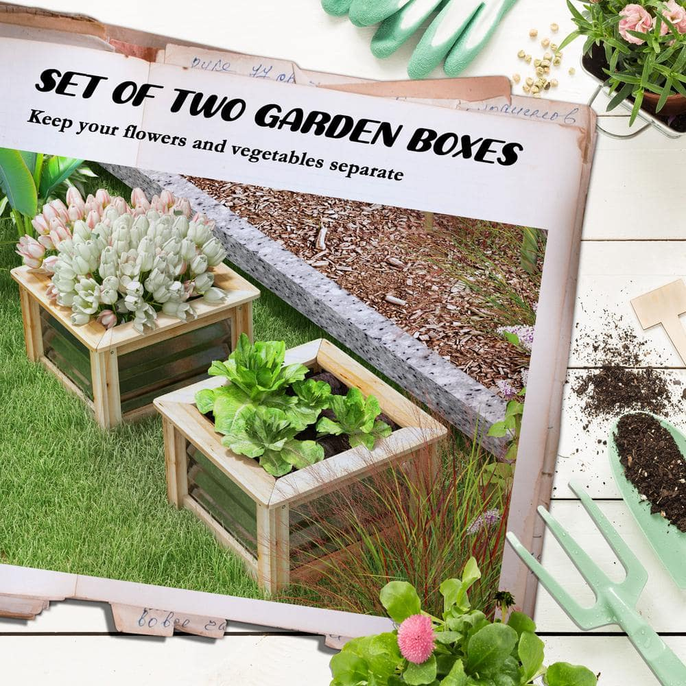 Outdoor Wooden Planter Box with Galvanized Metal Reinforcement