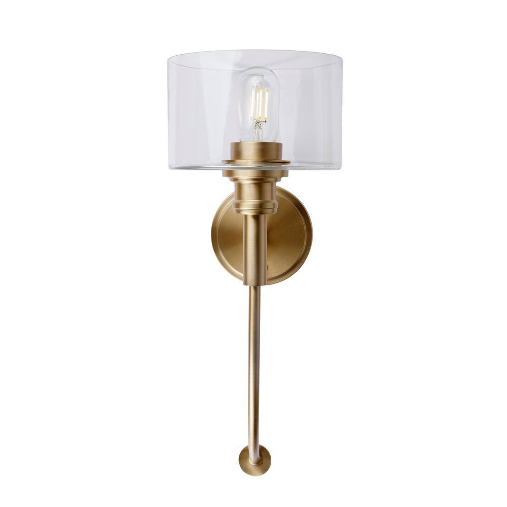 Zane 1-Light Soft Gold Wall Sconce with Clear Glass - Soft Gold