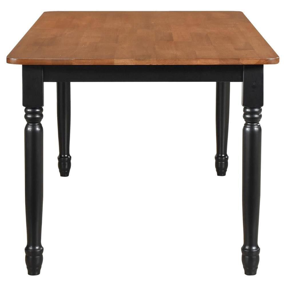 Benjara Halie Dining Table, Black Turned Legs, Rectangular Brown Wood, 63 Inch