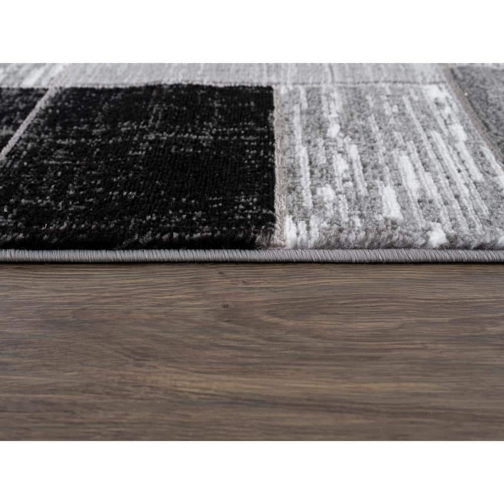 L'Baiet Verena Black Grey Graphic Geometric Color Block Mid-Century Modern Indoor 2' x 3' Area Rug