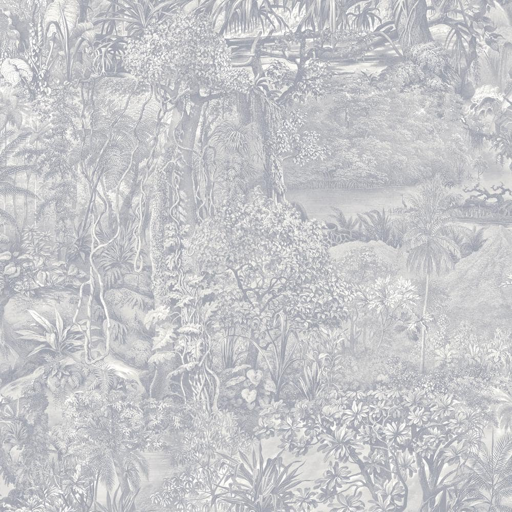 Tempaper Jungle Toile Blue Peel and Stick Wallpaper, 20.5" x 16.5'