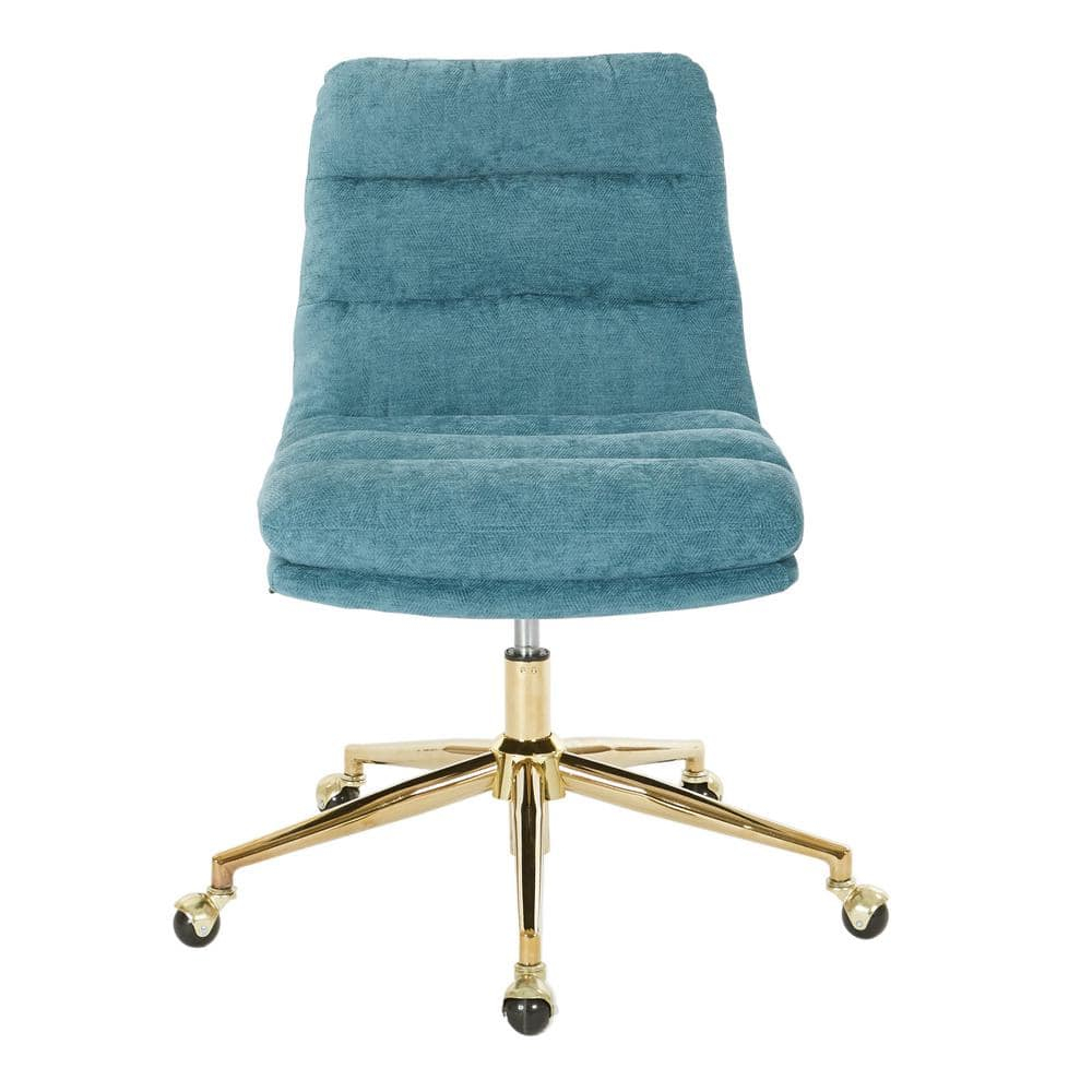 Legacy Office Chair in Sky Blue Fabric with Gold Base