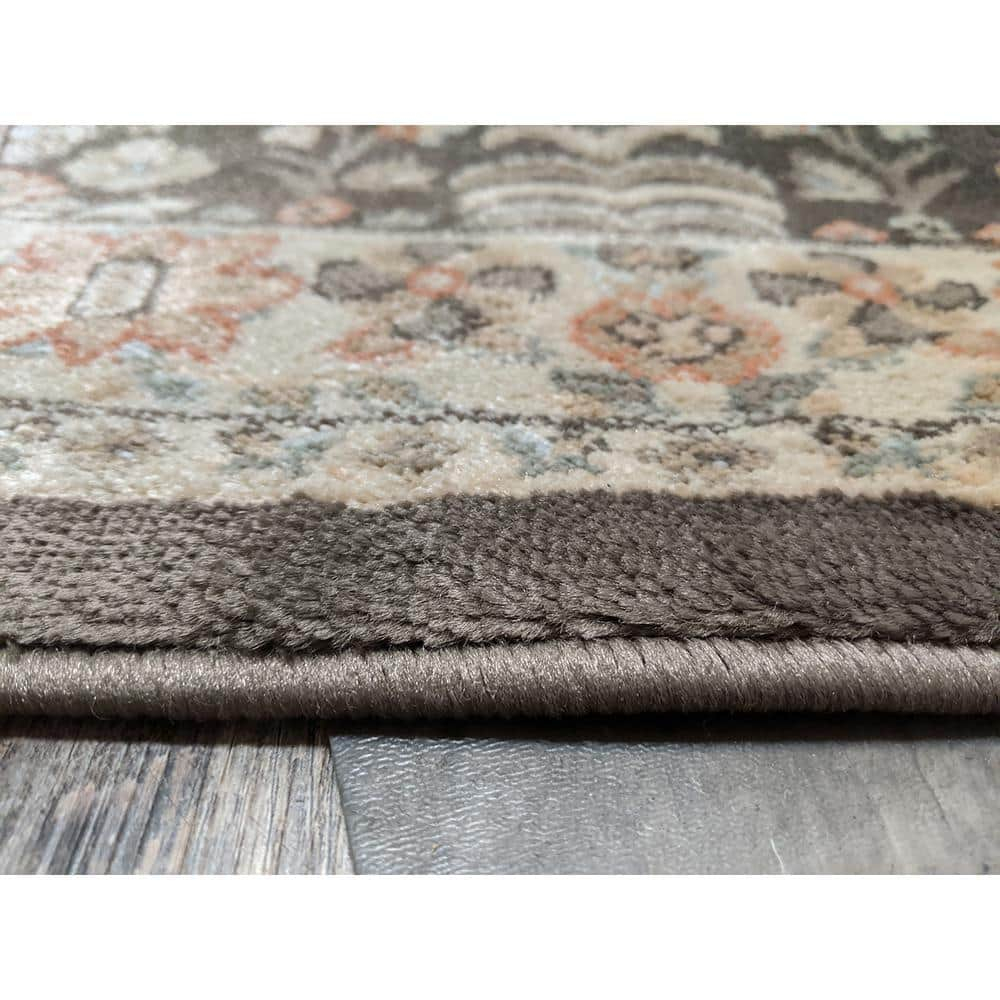 Radici Usa Garda Area Rug 3812 Traditional Brown Leaves Petals 5' 3" x 7' 3" Rectangle