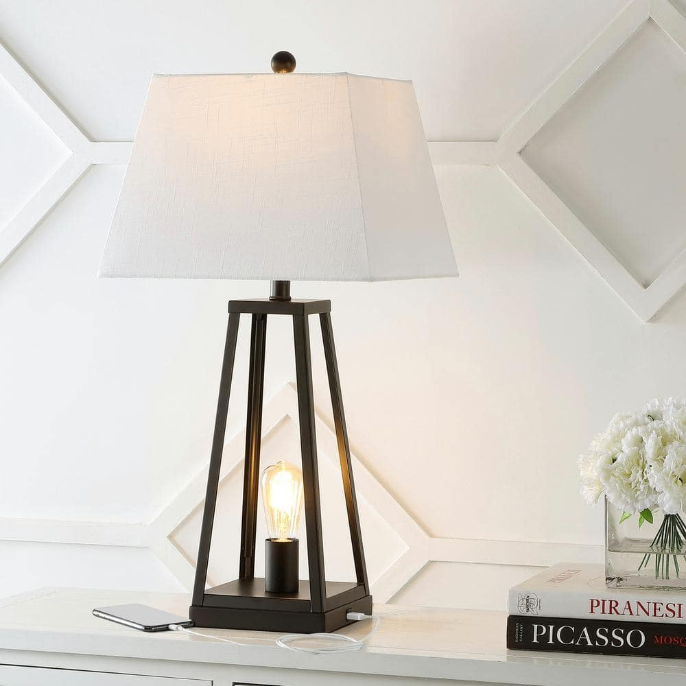 JONATHAN Y Noah 28.5" Classic Industrial Iron Nightlight LED Table Lamp with USB by JONATHAN  Y