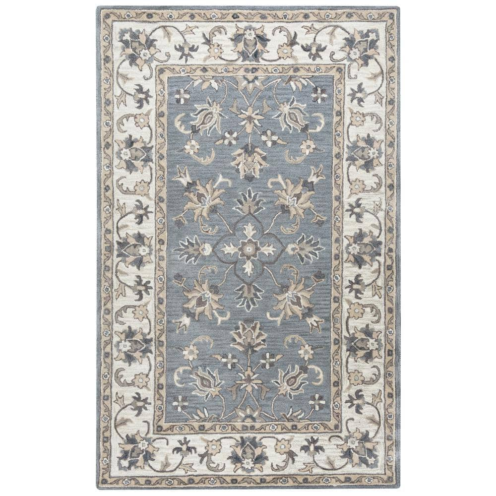 Liberty Grey Hand-Tufted Wool Rectangular Rug 5' x 8'