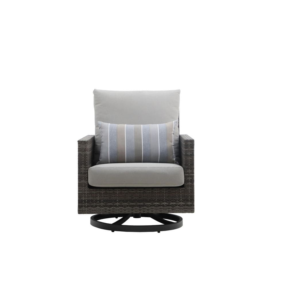 New Classic Furniture Bungalow 2pcs Metal/Wicker Patio Swivel Club Chair in Gray