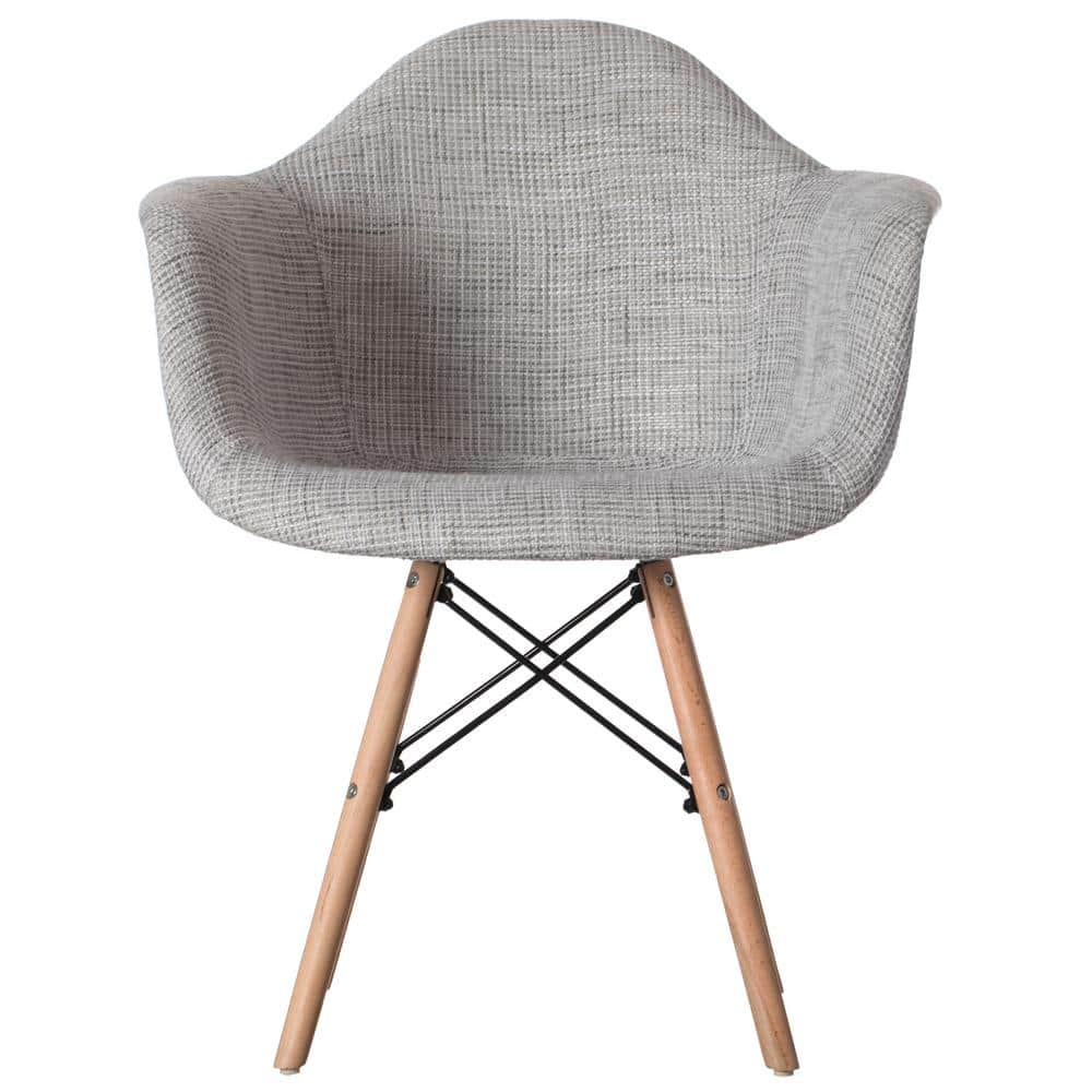 Gray Mid-Century Modern Ergonomic Side Chair with Beech Wooden Legs