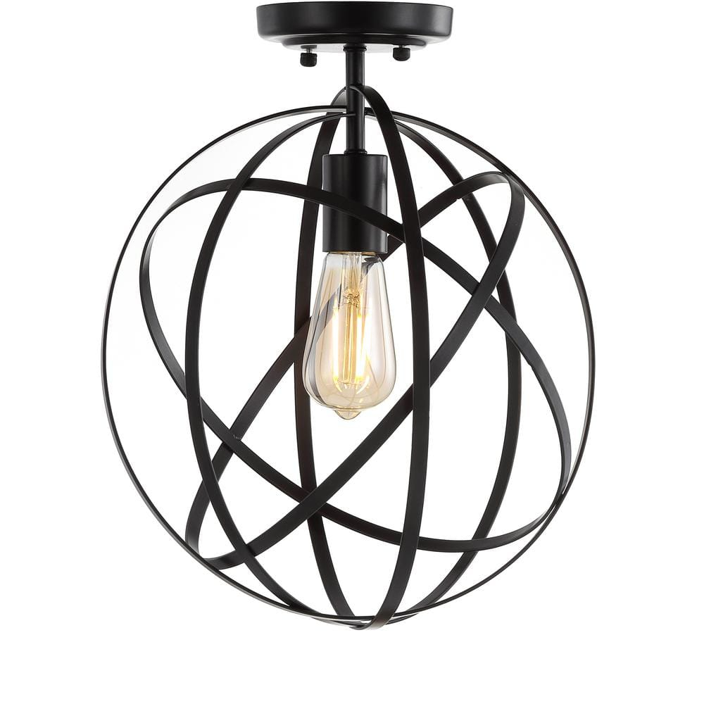 JONATHAN  Y Alma 13" Metal Orb Contemporary 1 -Light 13-in Polished Bronze Semi Flush Mount Light