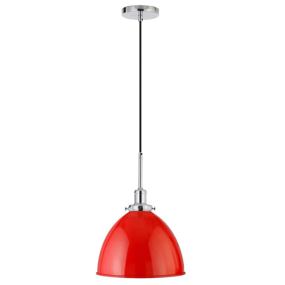 Henn&Hart 12" Poppy Red/Polished Nickel Metal Pendant