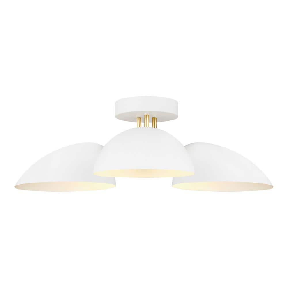 Ellen DeGeneres Matte White Brass 3-Light Indoor/Outdoor Bowl Pendant