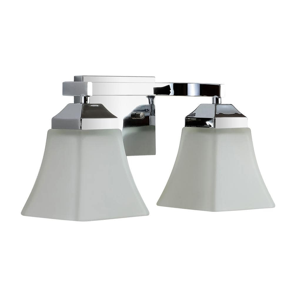 Staunton Chrome 2-Light LED Vanity Light with Glass Shades