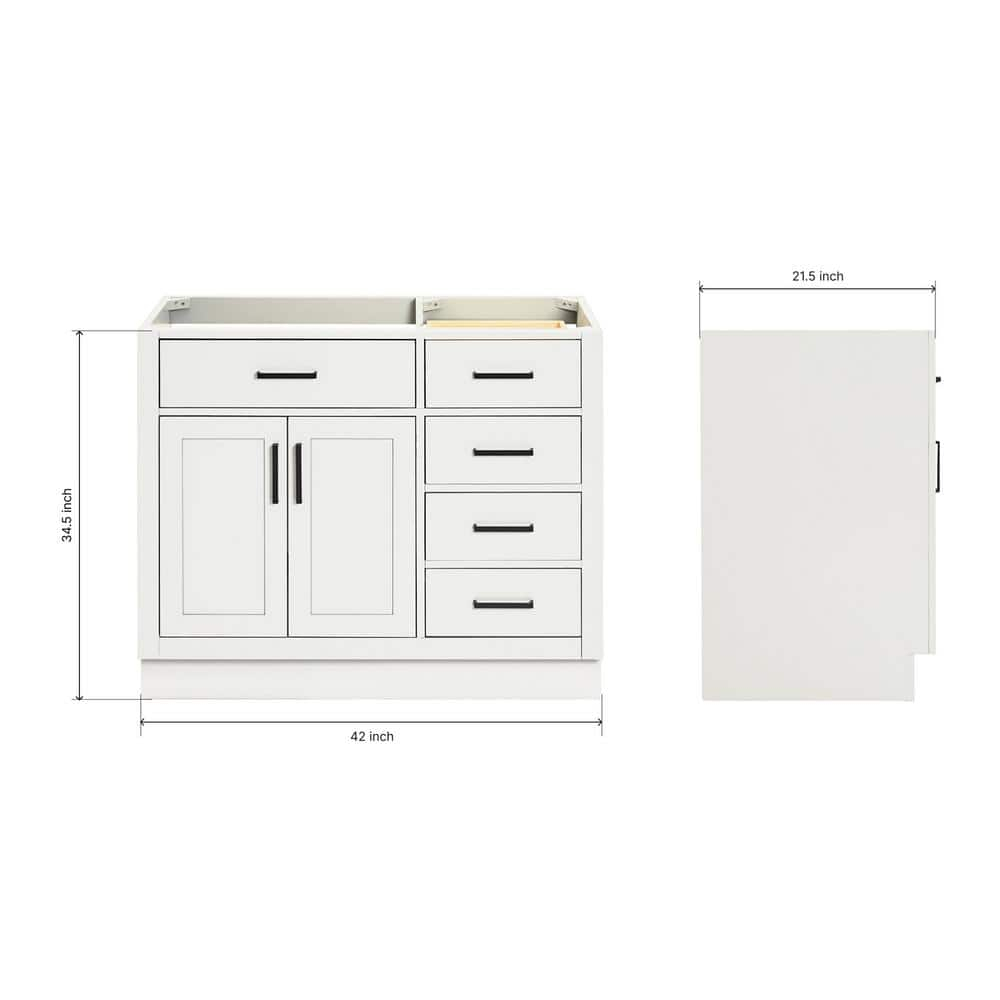 Ariel T042s-L-Bc Hepburn 42" Single Free Standing Vanity Cabinet Only - White