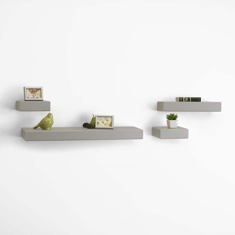 Melannco Set of 4 Distressed Light Gray Chunky Wood Shelves