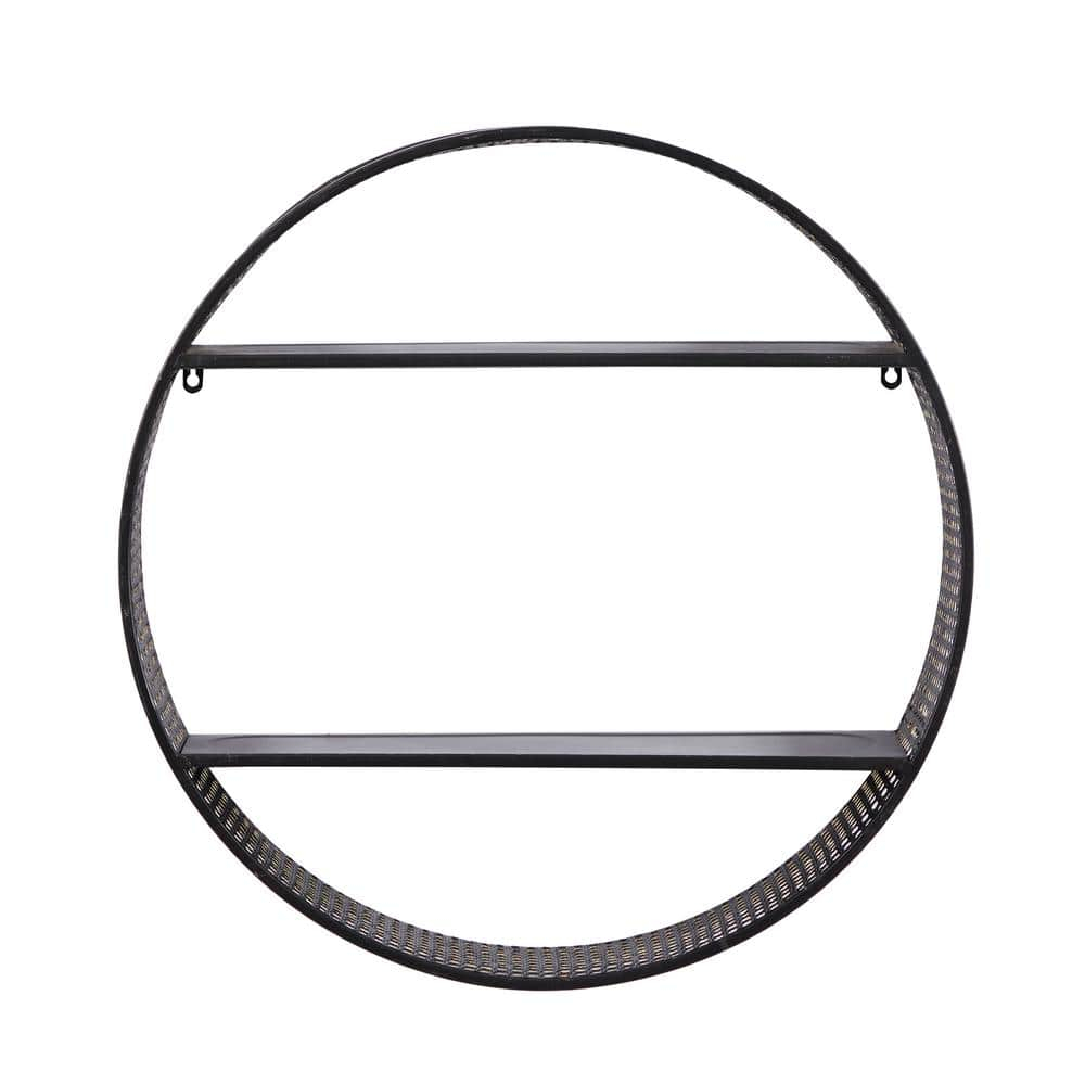 DecMode 26" x 5" 2-Tier Black Wall Shelf