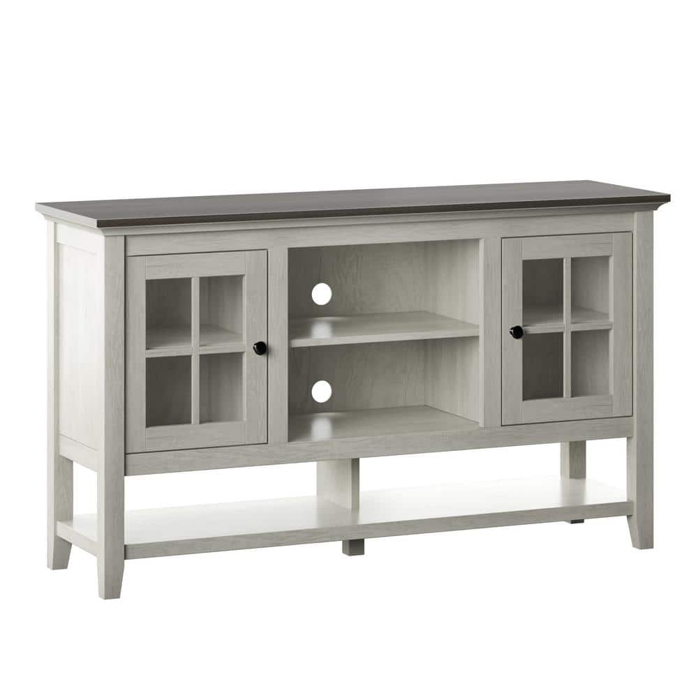 Twin Star Home TV Stand for TVs up to 60" with Windowpane Cabinet Doors