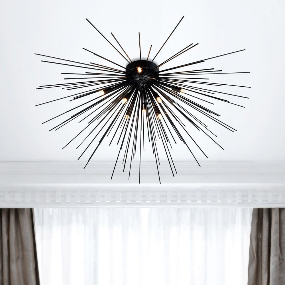 CWI Lighting Savannah 8 Light Metal Indoor Flush Mount in Black