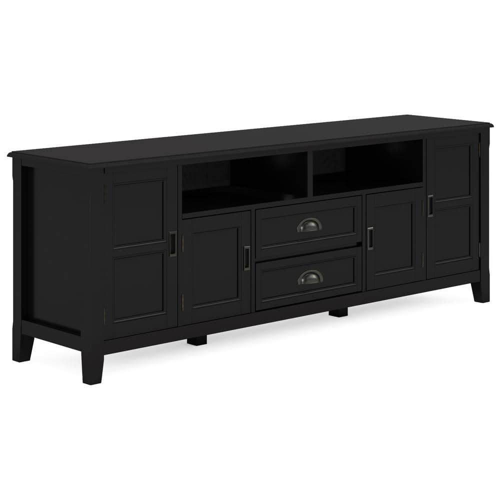 Burlington SOLID WOOD 72"Wide  TV Media Stand in Black  For TVs up to 80 inches